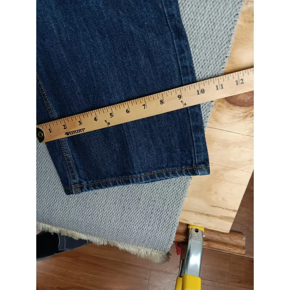 Rocawear Vintage Jeans Mens 38X32 Dark Wash Wide‎ Leg Embroidered Logo Street